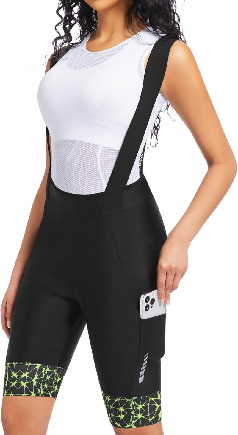 qualidyne Women's Cycling Bib Shorts with Pockets 4D Padded Bike Shorts Road Biking Bicycle Tights Breathable - Image 2